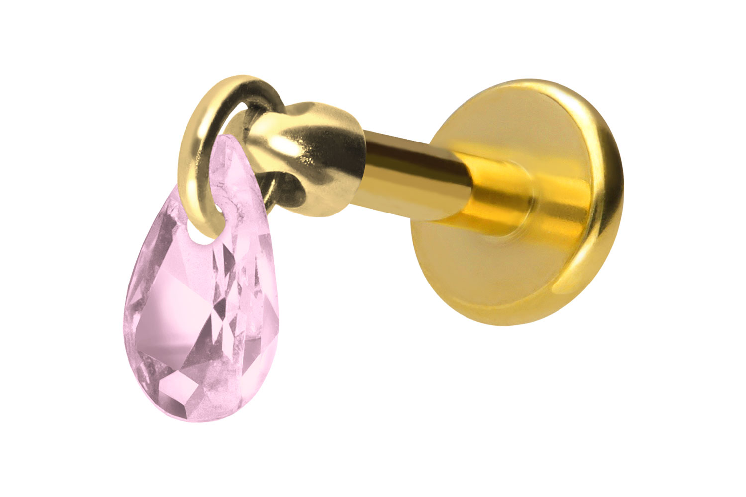 Titan Labret Piercing mit Innengewinde KRISTALLTROPFEN